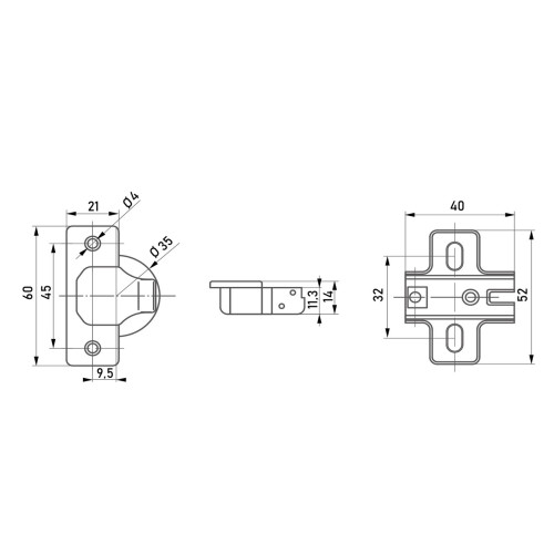 Петля накладна 35мм з кутом установки 30 Петля накладна 35мм з кутом установки 30